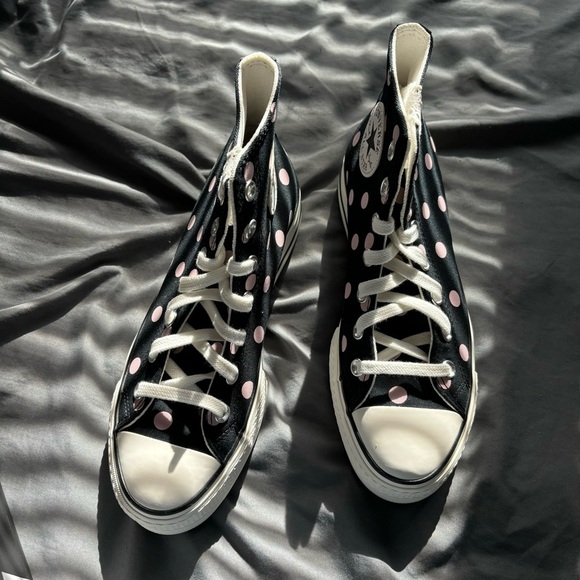 Pink Polka Dot Converse Sneakers - Picture 2 of 5